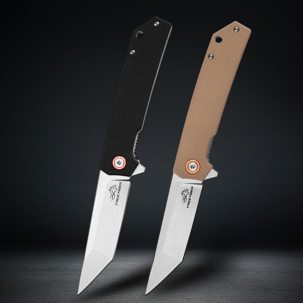 Tanto Folding EDC Knife - D2 Blade G10 Handle, EDC Gadgets FT938