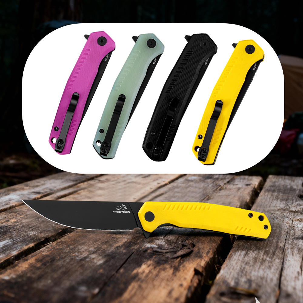 Folding Pocket Knife with 14C28N Steel Blade G10 Handle FT972
