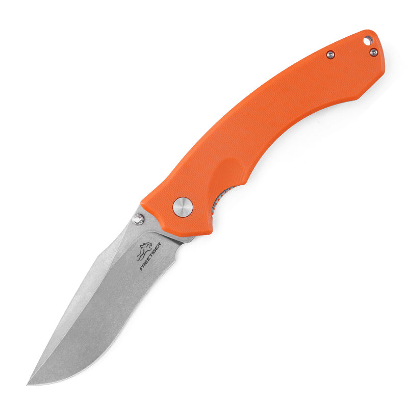 FREETIGER D2 Folding Knife 3.66" Blade, G10 Handle, EDC Pocket Knife for Survival Hunting