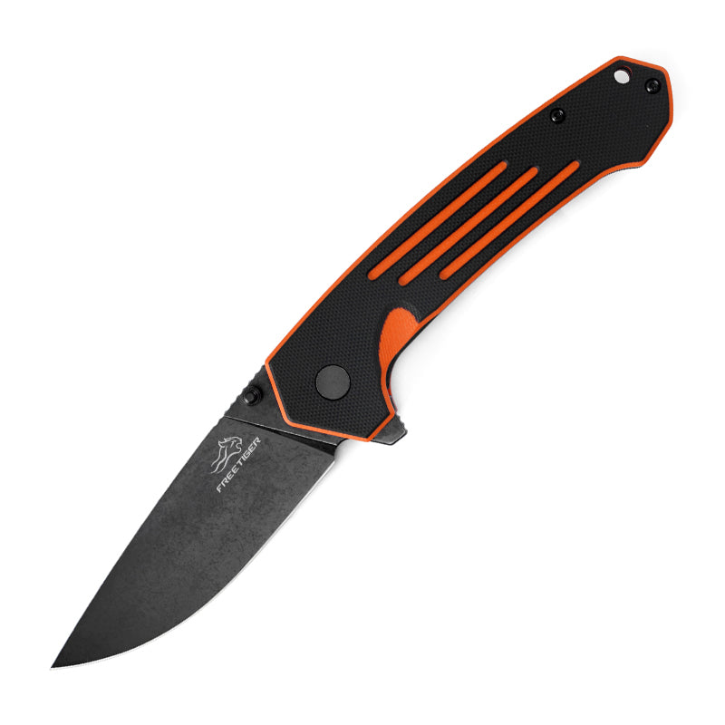 FREETIGER EDC Folding Knife D2 Steel Orange EDC Gadgets for Hunting Camping