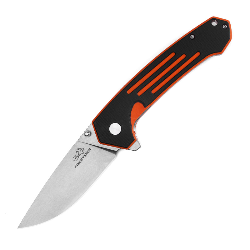 FREETIGER EDC Folding Knife D2 Steel Orange EDC Gadgets for Hunting Camping