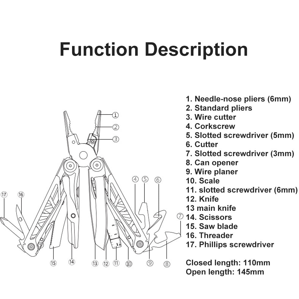 17 in 1 Multi-tool Pliers and Screwdriver Set Hand Tools