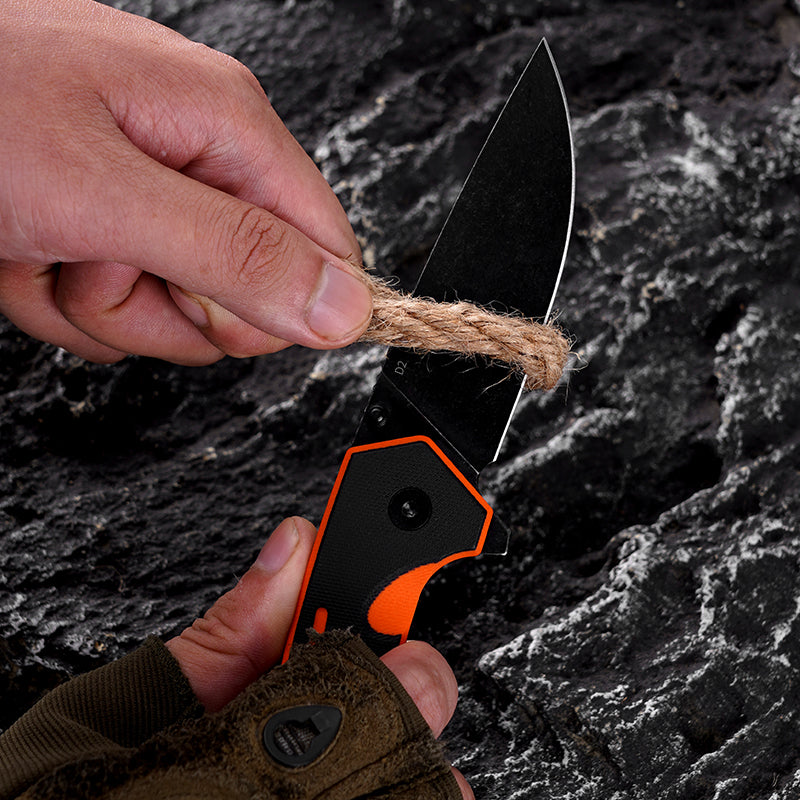 FREETIGER EDC Folding Knife D2 Steel Orange EDC Gadgets for Hunting Camping