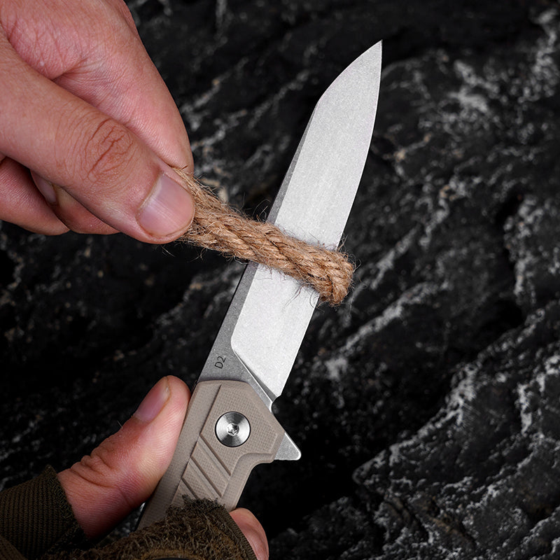 FREETIGER Folding Knife D2 Steel Blade G10 Handle Ideal for EDC, Survival, Hunting, Tactical Use.