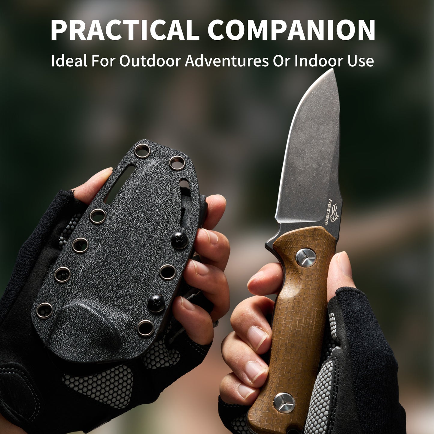 Fixed Blade Knife with Micarta Handle 8CR14MOV Blade with Kydex Sheath for Hunting Tactical