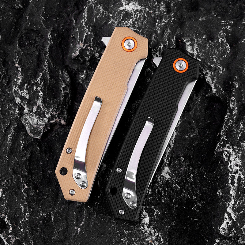 Tanto Folding EDC Knife - D2 Blade G10 Handle, EDC Gadgets FT938