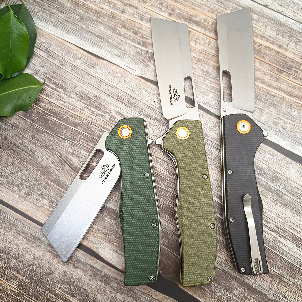 Flipper Pocket Knife with Clip D2 Blade Micarta Handle Cool Gadgets Knives FT955