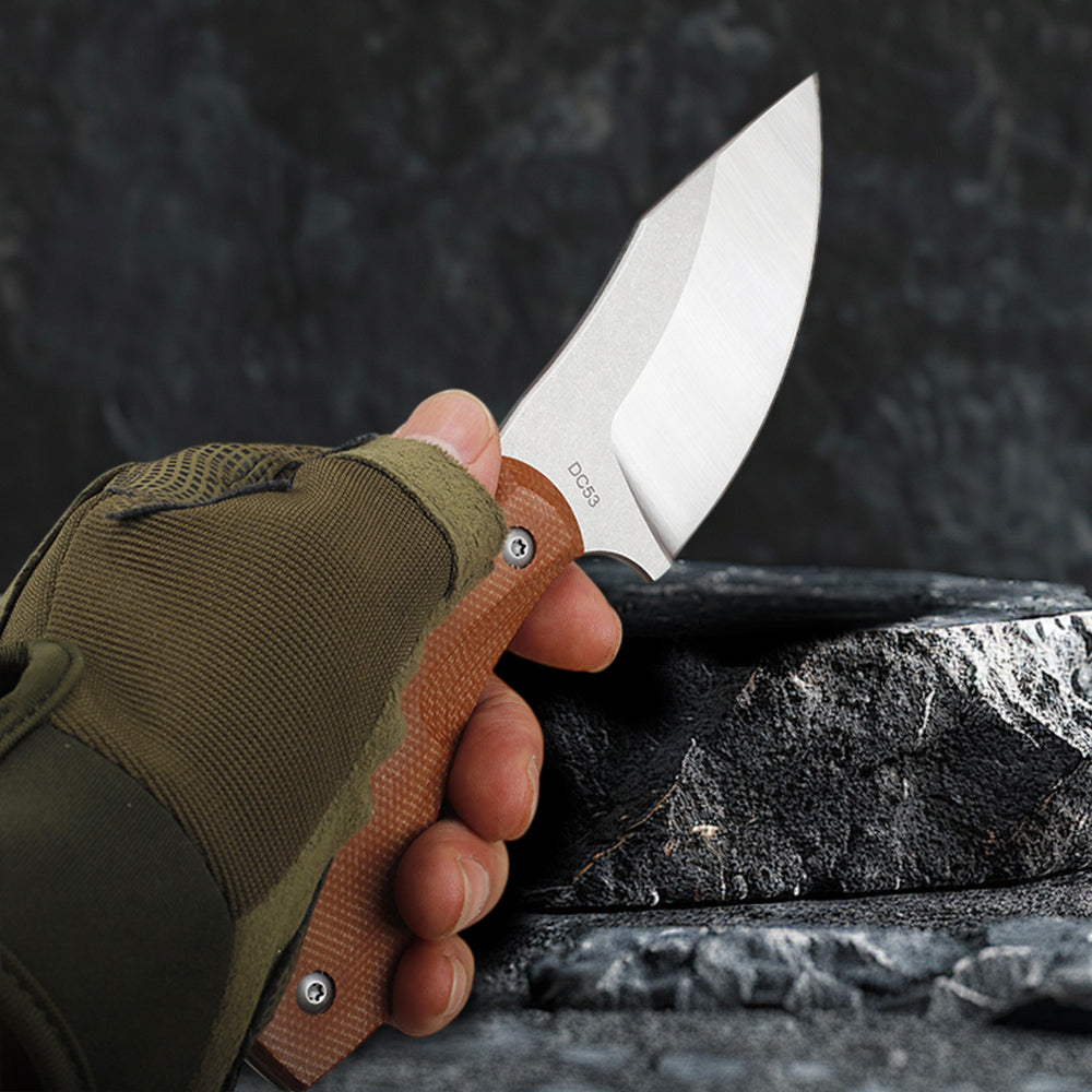 Fixed Blade Knife, DC53 Blade & Micarta Handle,with Kydex Sheath FTB203