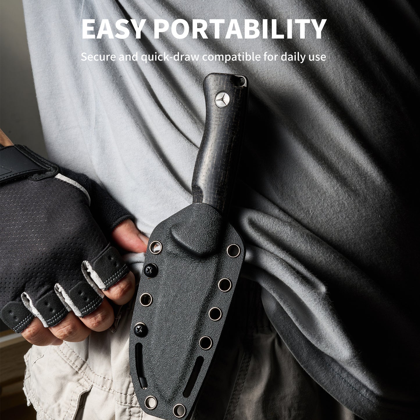 Fixed Blade Knife with Micarta Handle 8CR14MOV Blade with Kydex Sheath for Hunting Tactical
