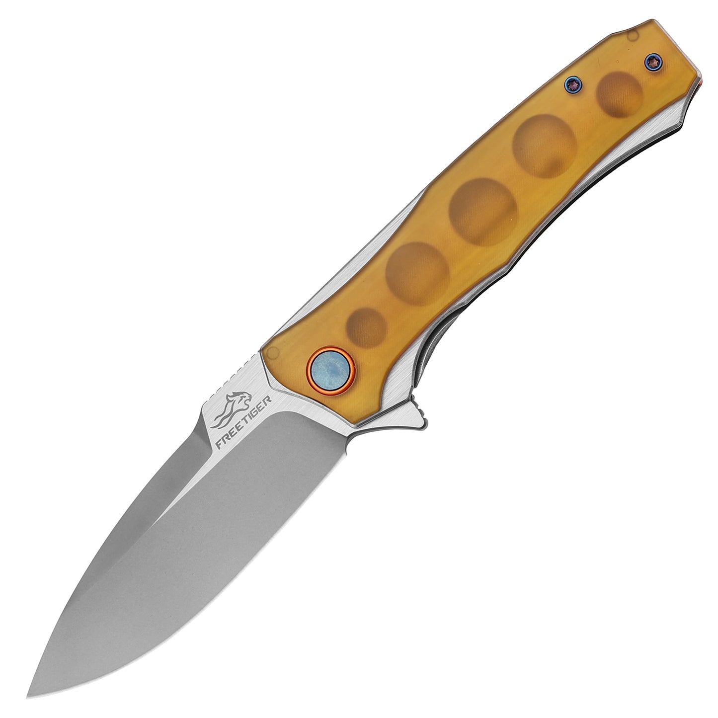 FREETIGER NEW FT81 Ultem/Carbon Fiber/G10 Handle D2 Blade Liner-Lock Ball Bearing Folding Knife