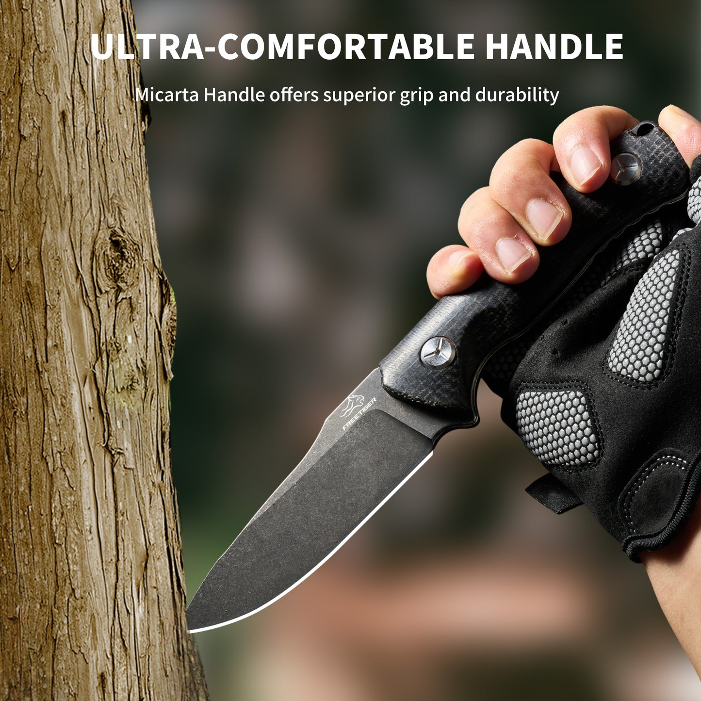 Fixed Blade Knife with Micarta Handle 8CR14MOV Blade with Kydex Sheath for Hunting Tactical