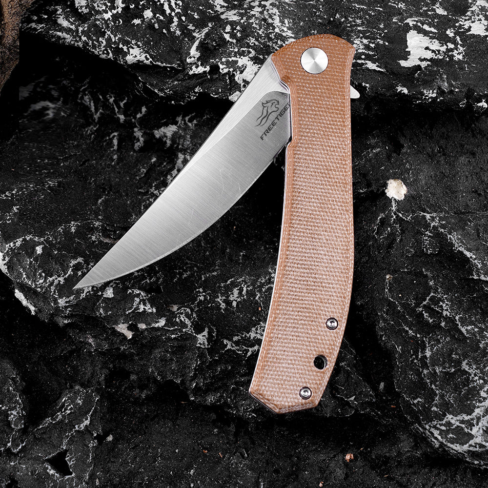 FREETIGER FT935 Folding Pocket Knife, D2 Blade Micarta Handle Liner-Lock