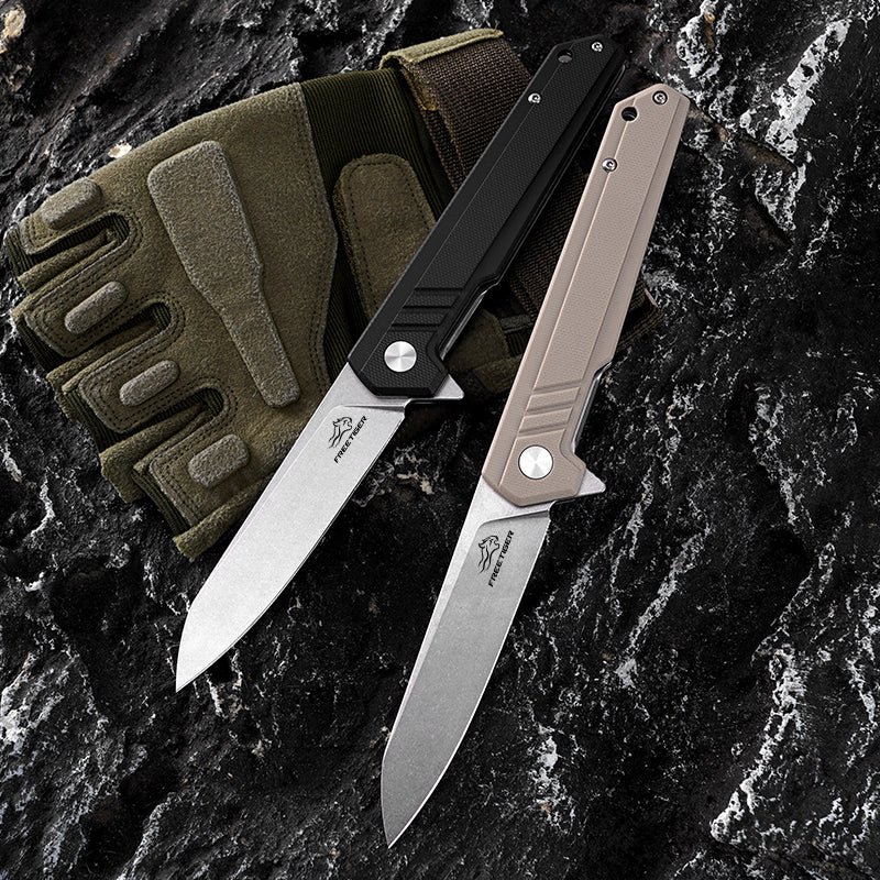 FREETIGER Folding Knife D2 Steel Blade G10 Handle Ideal for EDC, Survival, Hunting, Tactical Use.
