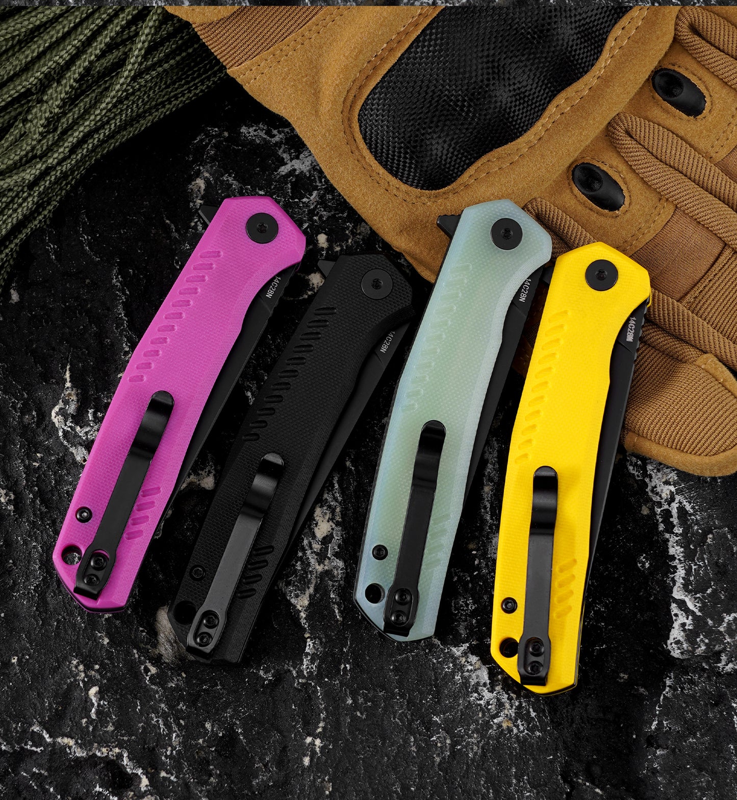 Folding Pocket Knife with 14C28N Steel Blade G10 Handle FT972