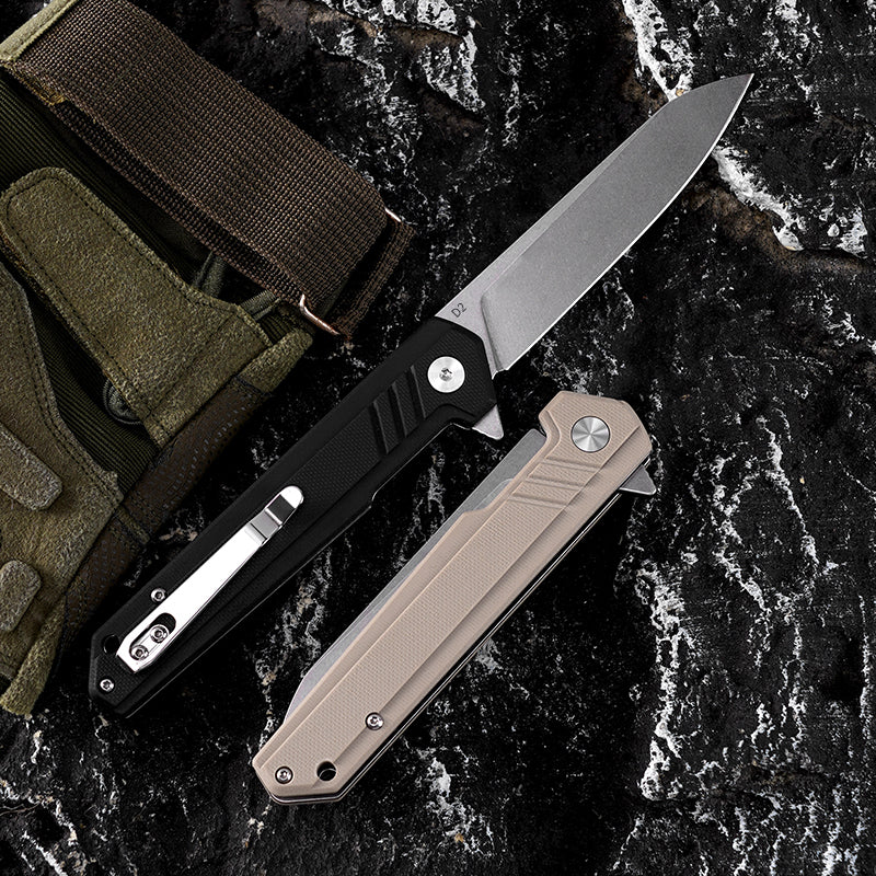 FREETIGER Folding Knife D2 Steel Blade G10 Handle Ideal for EDC, Survival, Hunting, Tactical Use.