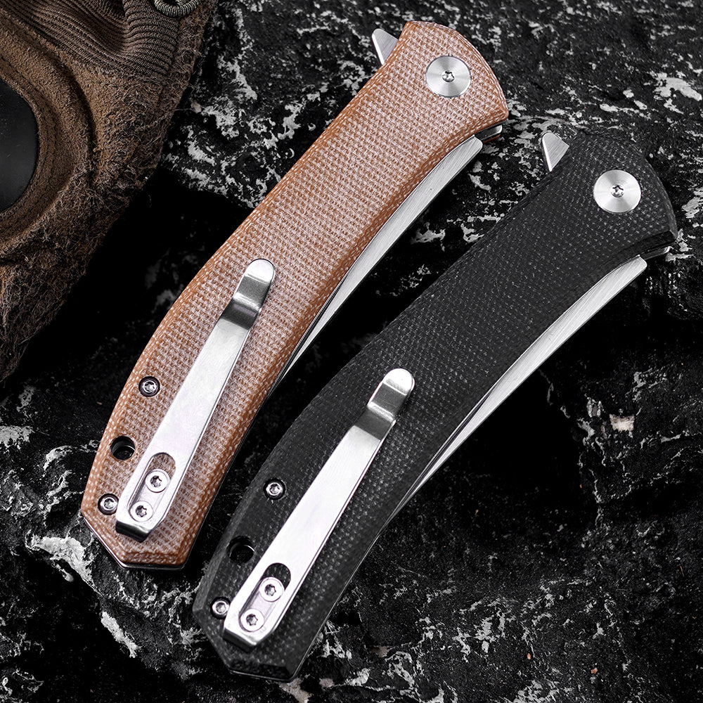 FREETIGER FT935 Folding Pocket Knife, D2 Blade Micarta Handle Liner-Lock