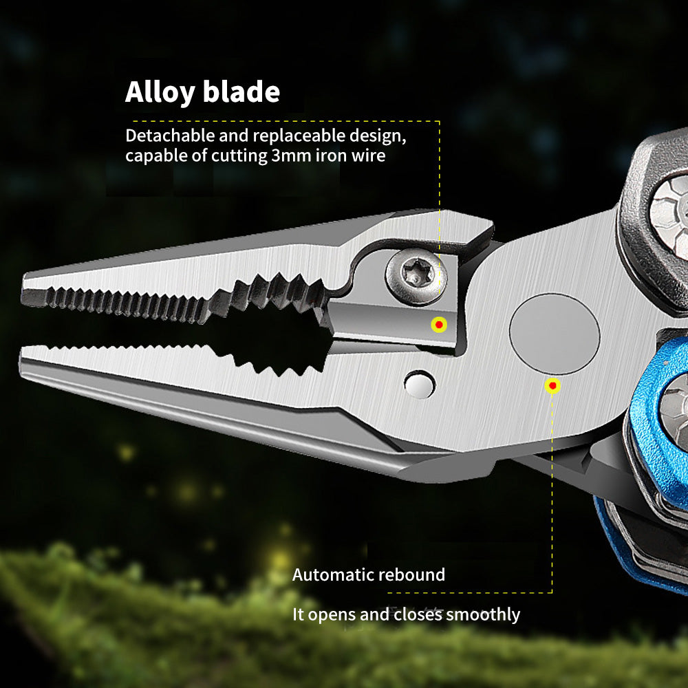 Multi-functional Folding Pliers – Stainless Steel & Aluminum Alloy Survival Tool with Screwdrivers, Wire Cutters, Knife, Can Opener, Bottle Opener,Whistle