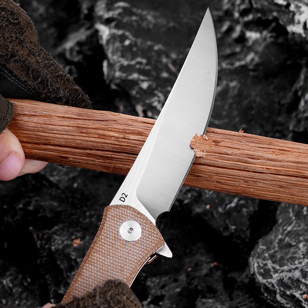 FREETIGER FT935 Folding Pocket Knife, D2 Blade Micarta Handle Liner-Lock
