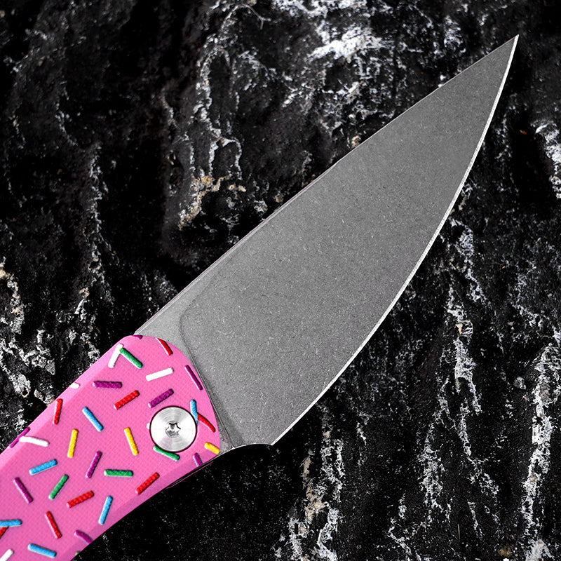 FREETIGER Donut Folding Knife D2 Blade, Unique Design Pocket Knife for Hunting Survival Camping