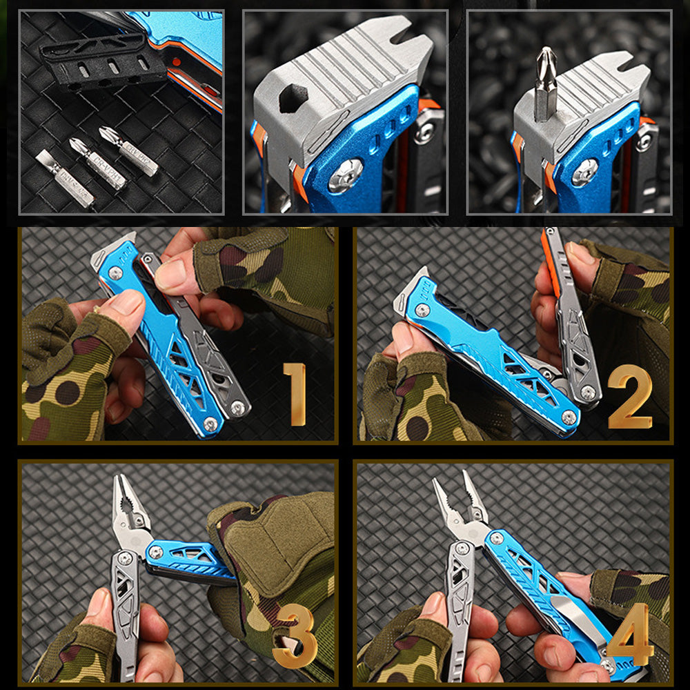 Multi-functional Folding Pliers – Stainless Steel & Aluminum Alloy Survival Tool with Screwdrivers, Wire Cutters, Knife, Can Opener, Bottle Opener,Whistle