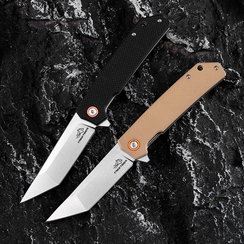 Tanto Folding EDC Knife - D2 Blade G10 Handle, EDC Gadgets FT938