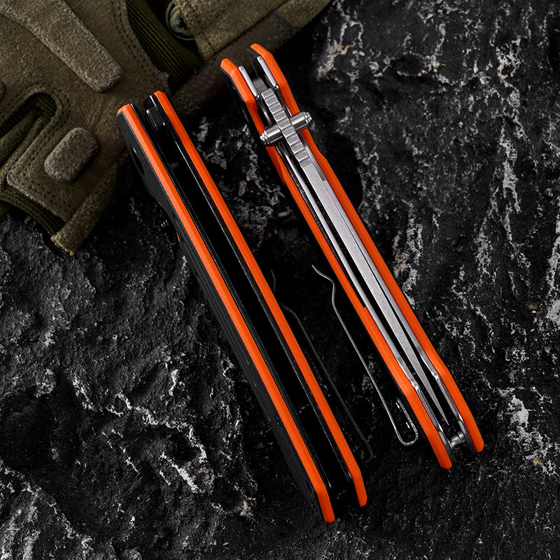FREETIGER EDC Folding Knife D2 Steel Orange EDC Gadgets for Hunting Camping