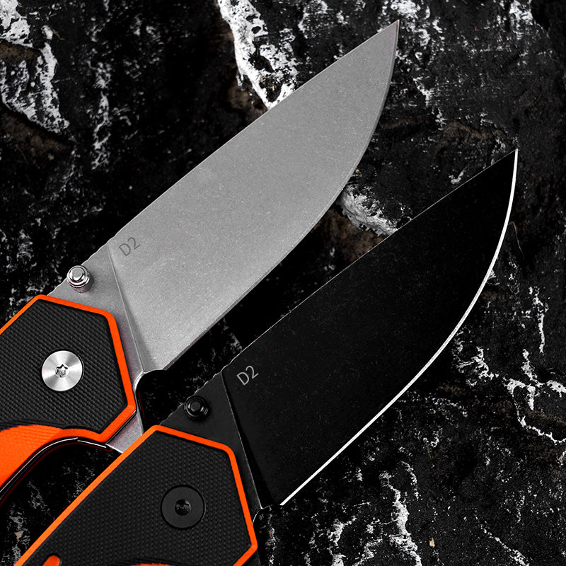 FREETIGER EDC Folding Knife D2 Steel Orange EDC Gadgets for Hunting Camping