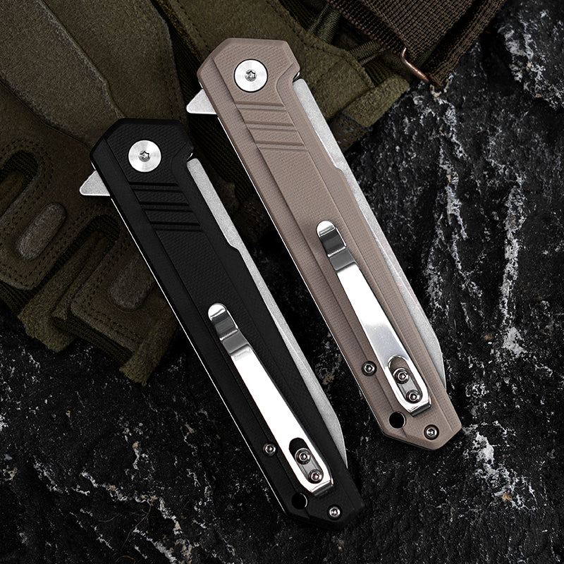 FREETIGER Folding Knife D2 Steel Blade G10 Handle Ideal for EDC, Survival, Hunting, Tactical Use.