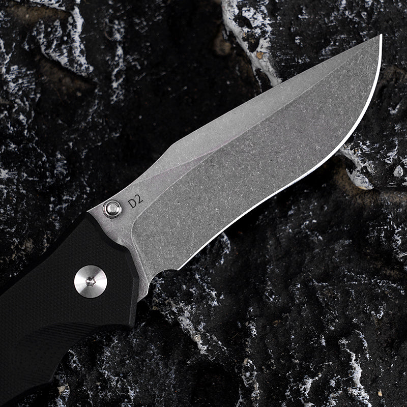 FREETIGER D2 Folding Knife 3.66" Blade, G10 Handle, EDC Pocket Knife for Survival Hunting