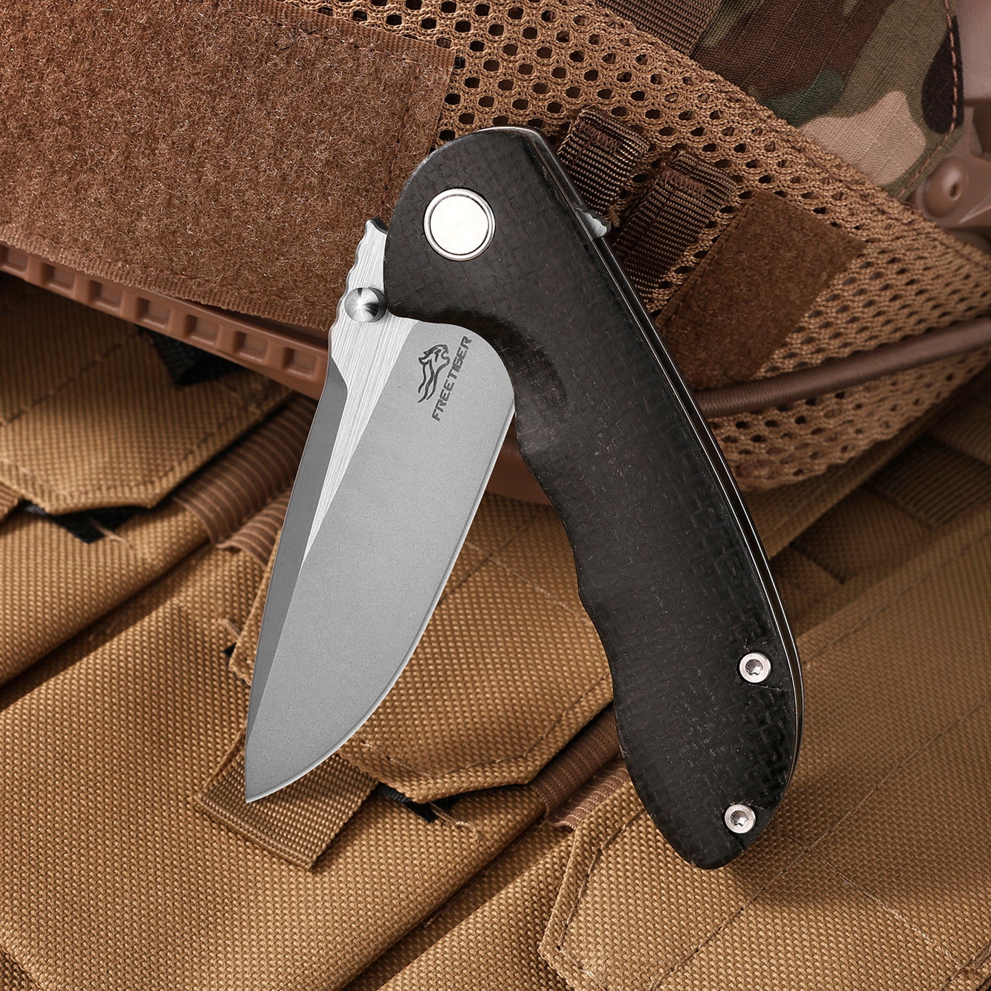 Folding Pocket Knife with 14C28N Steel Blade Micarta Handle Liner Lock