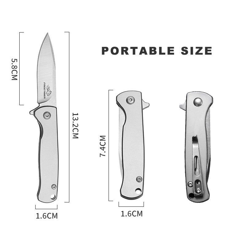 FREETIGER FT606 Keychain Pocket Knife Steel Blade Steel Handle Liner Lock