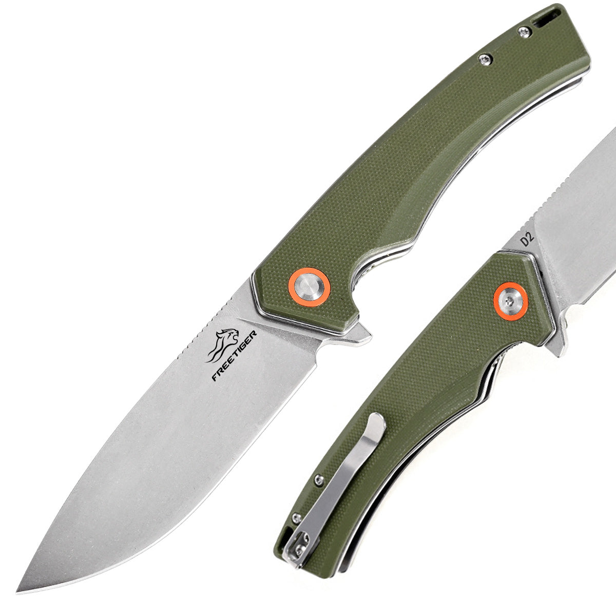 Folding Knife for EDC, 3.54 inch D2 Blade, G10 Handle, Pocket Knife with Clip FT924