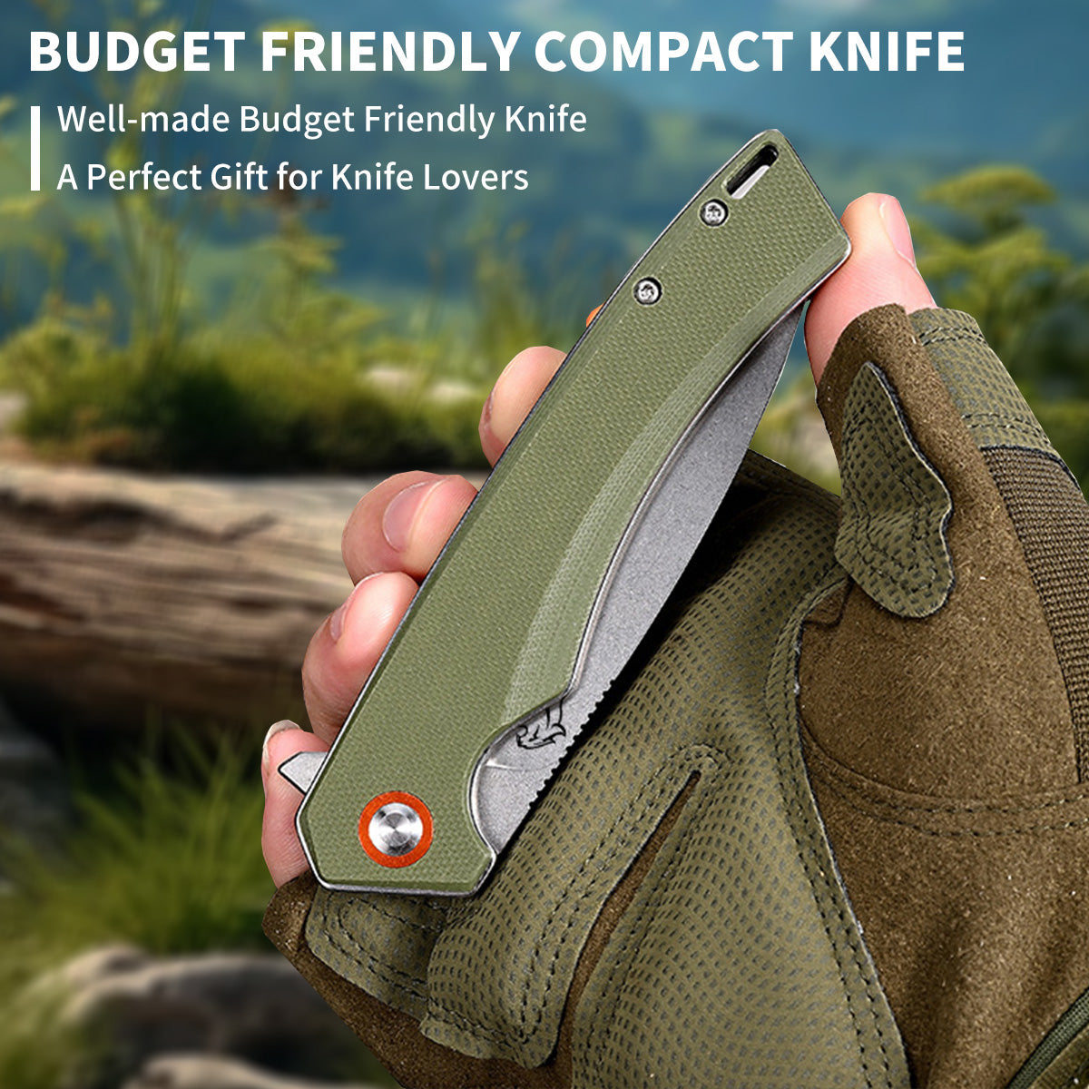 Folding Knife for EDC, 3.54 inch D2 Blade, G10 Handle, Pocket Knife with Clip FT924