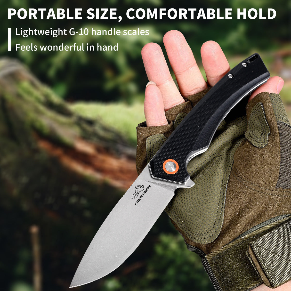 Folding Knife for EDC, 3.54 inch D2 Blade, G10 Handle, Pocket Knife with Clip FT924