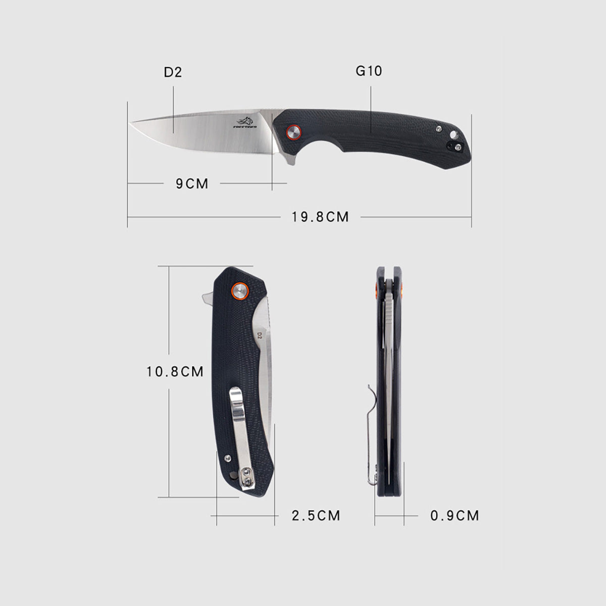 FREETIGER D2 Blade G10 Handle Liner Lock Pocket Folding Knife FT916