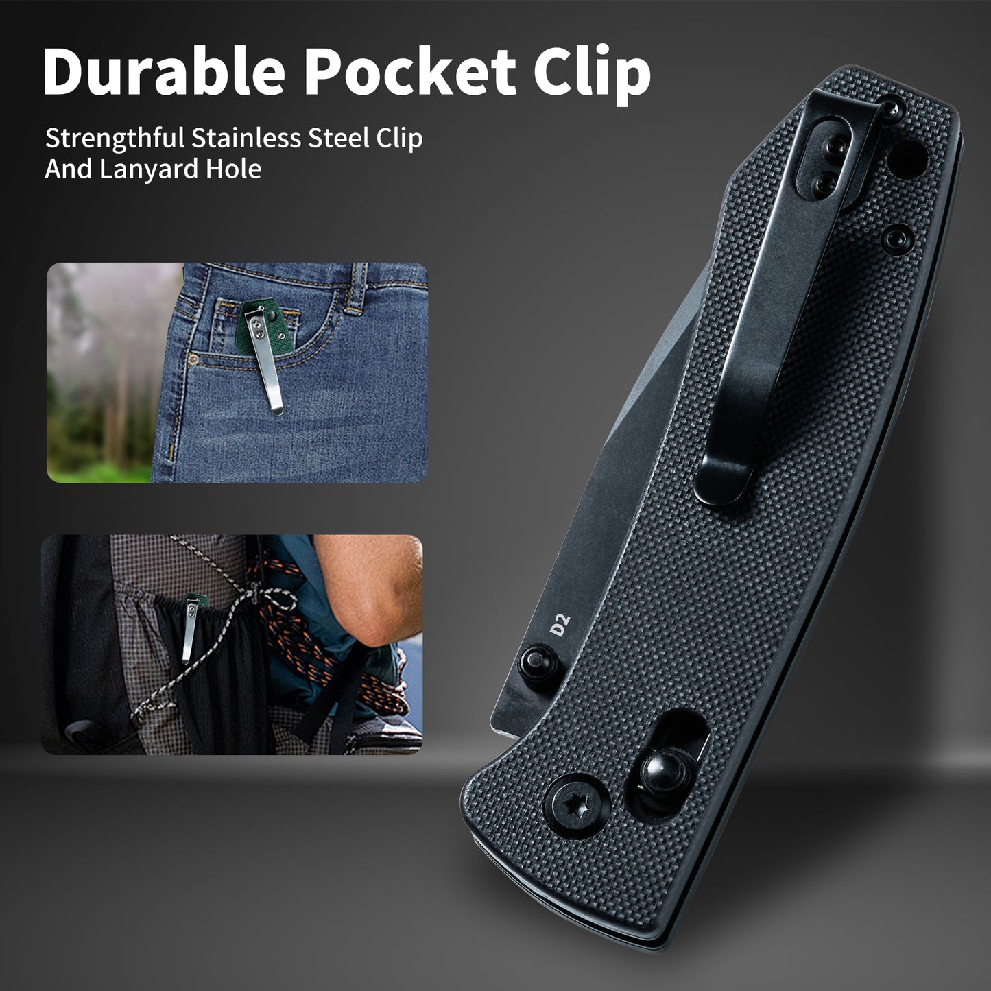 FREETIGER FT2103 Black Coating D2 Blade G10 Handle Axis Lock Compact Pocket Knife