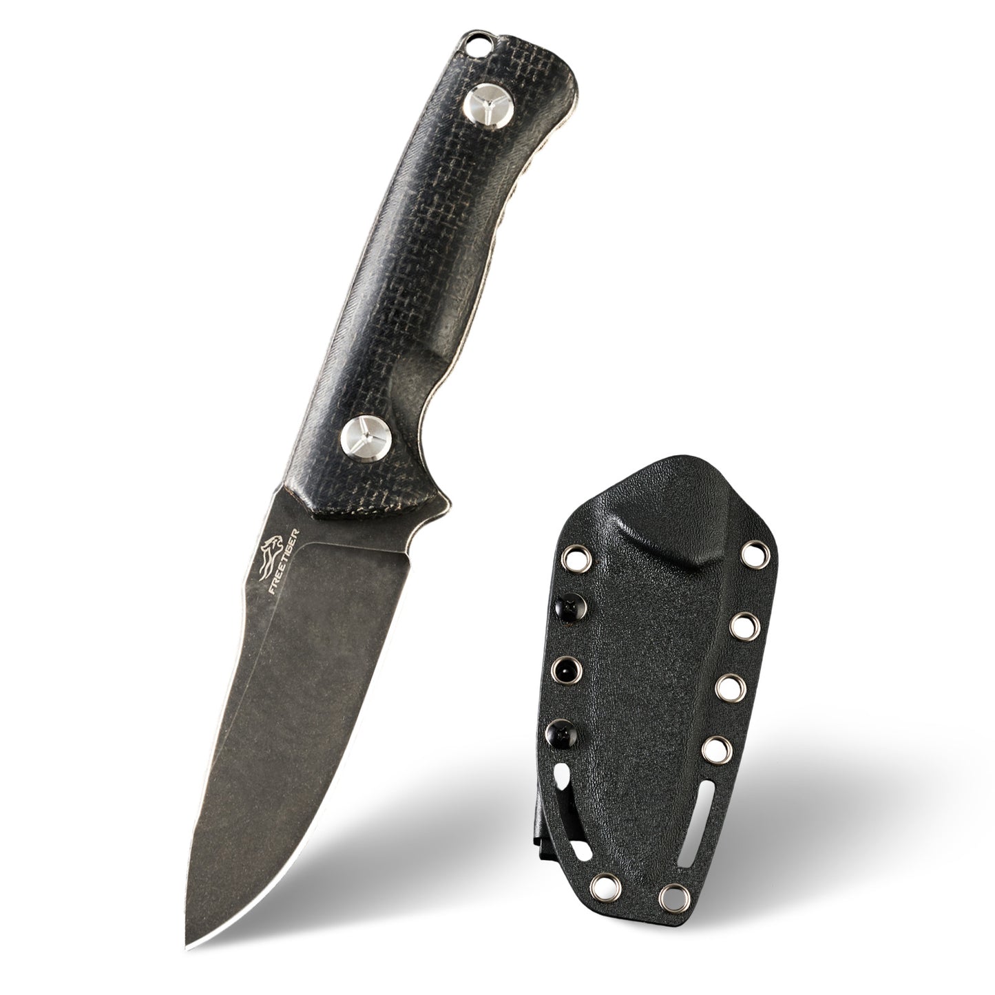 Fixed Blade Knife with Micarta Handle 8CR14MOV Blade with Kydex Sheath for Hunting Tactical