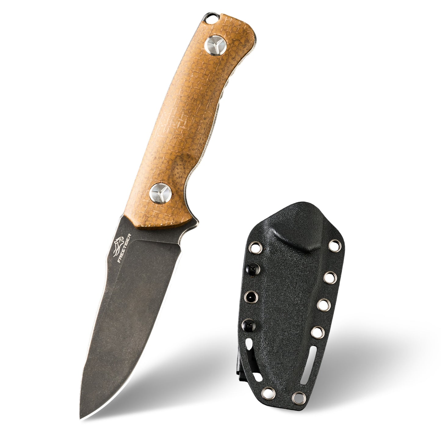 Fixed Blade Knife with Micarta Handle 8CR14MOV Blade with Kydex Sheath for Hunting Tactical