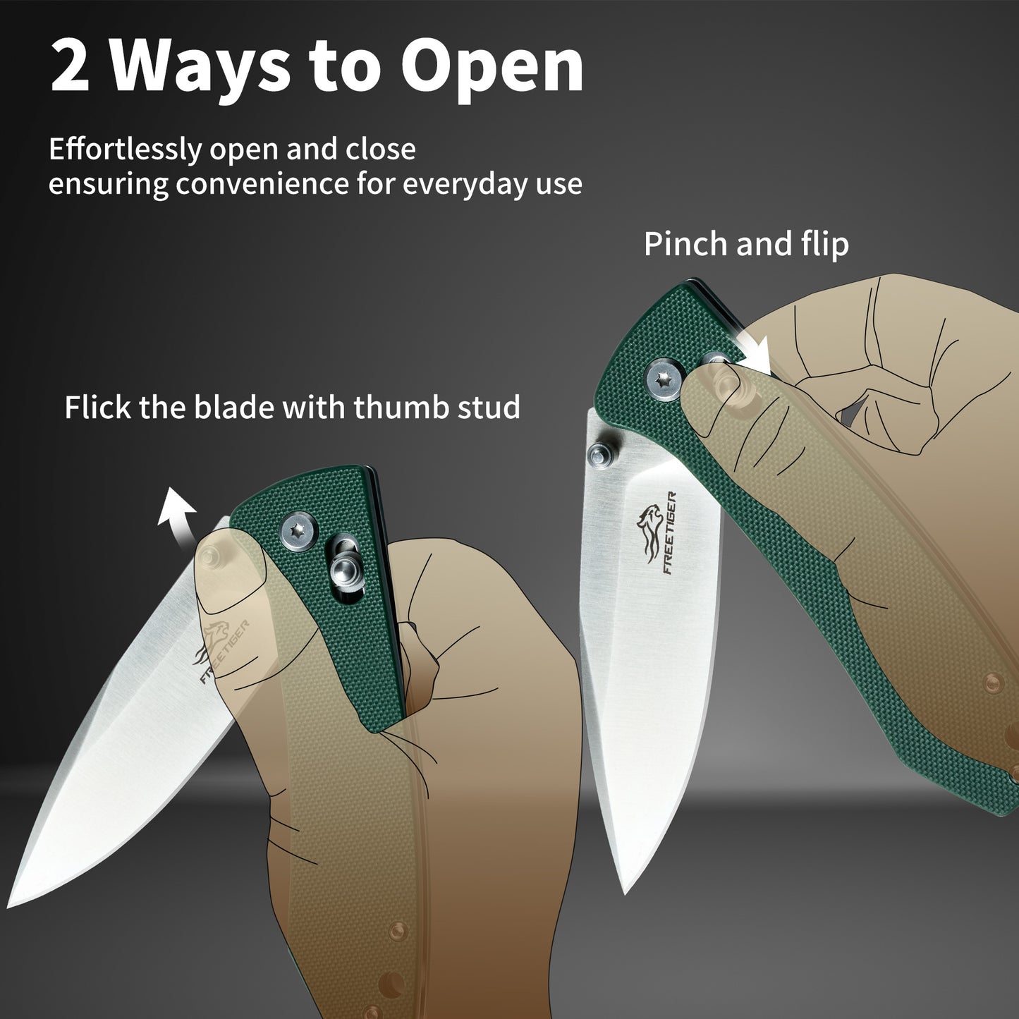 FREETIGER FT2103 D2 Blade G10 Handle Axis Lock Pocket Knife