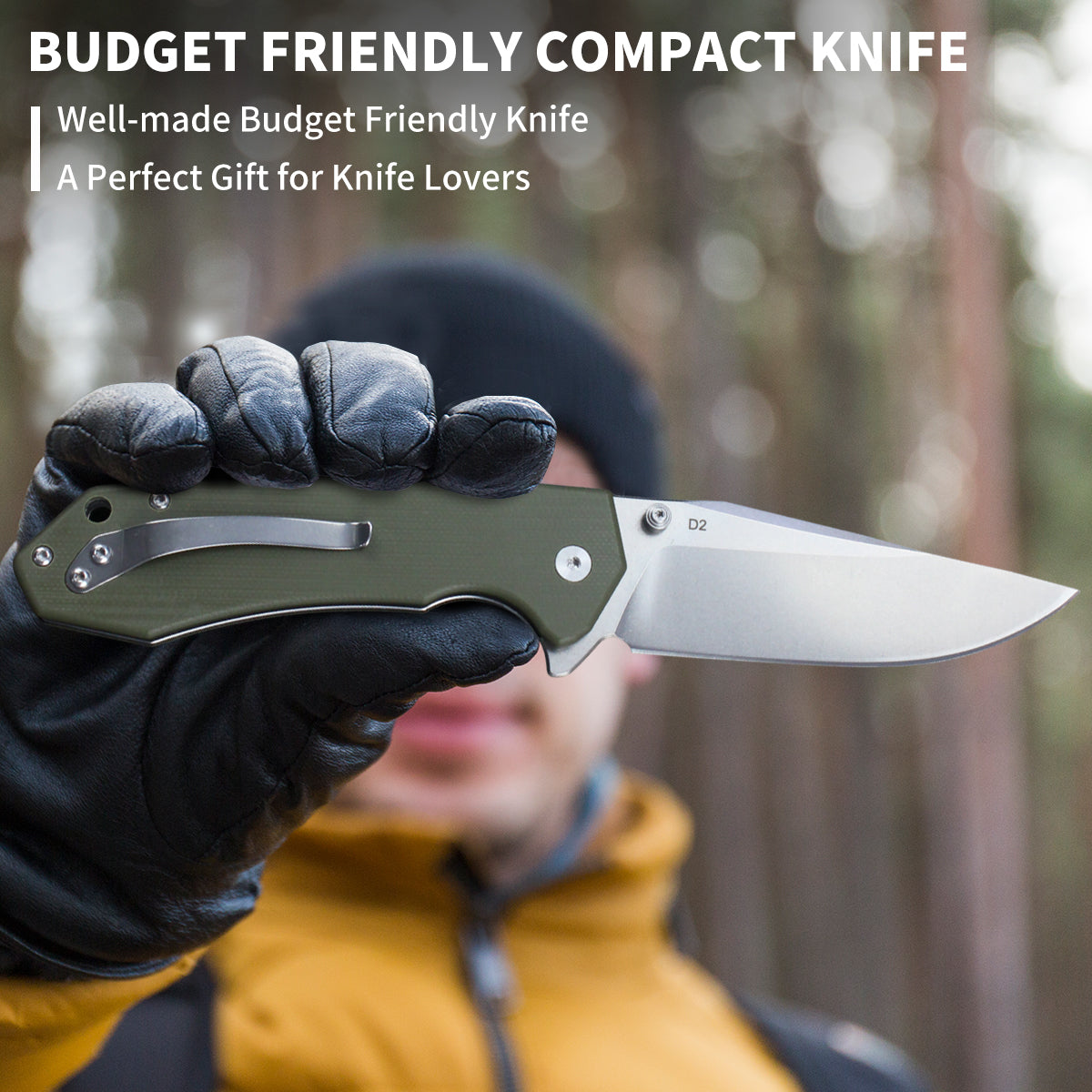 FREETIGER FT930 D2 Blade Button Lock Folding Pocket Knife