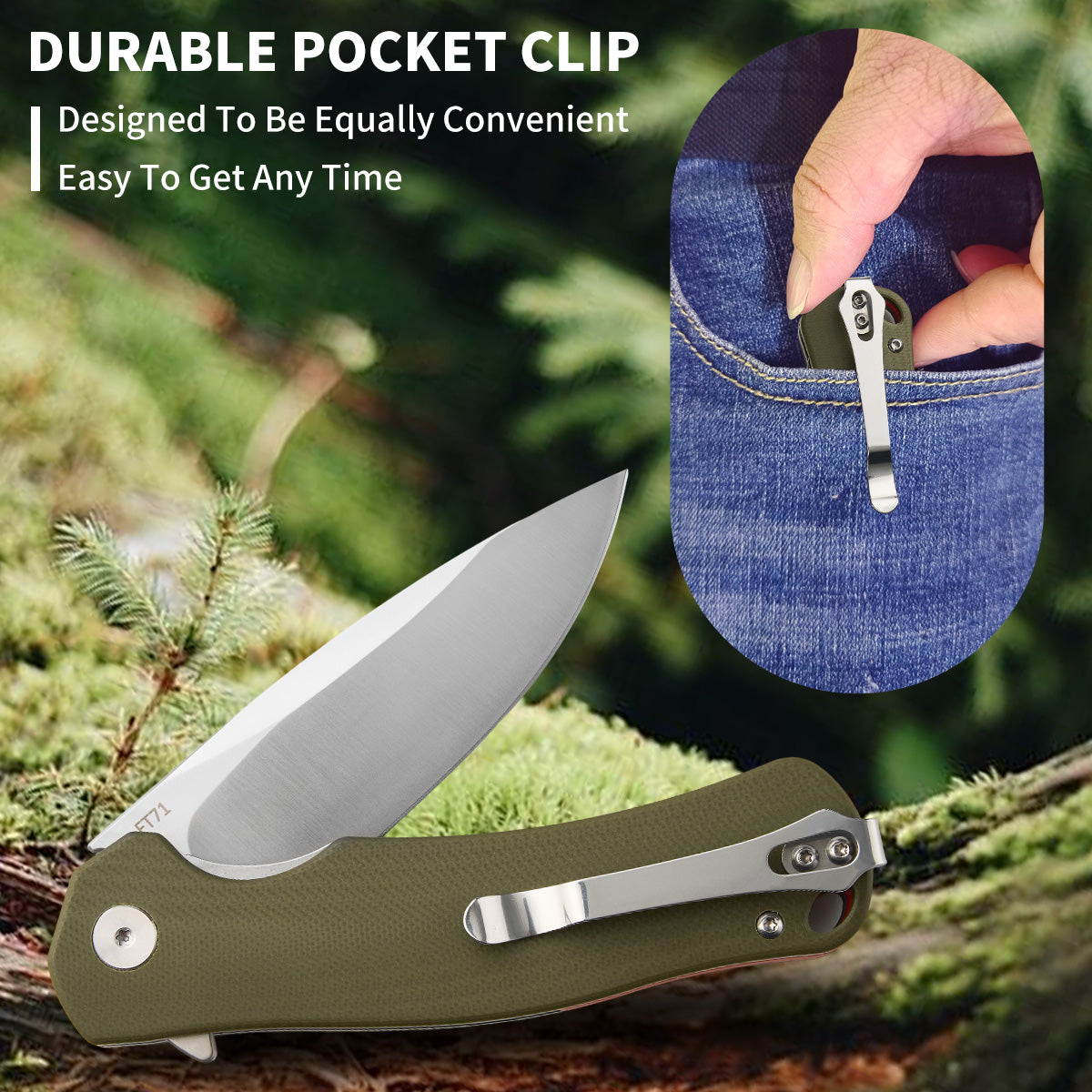 FREETIGER FT71 Folding Knife D2 Blade G10 Handle Liner Lock