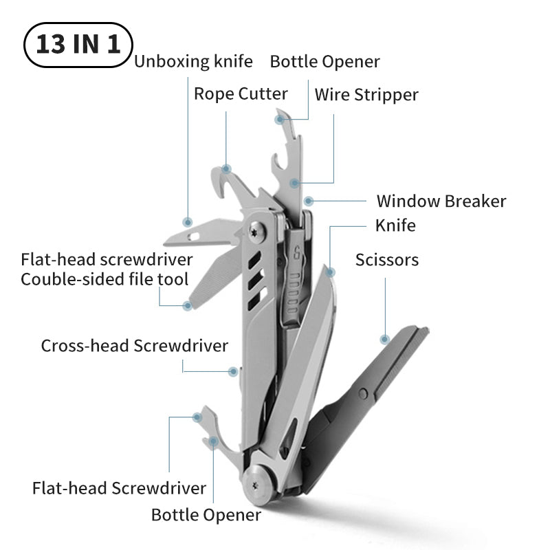 13 IN 1 Multipurpose Folding Knife EDC Multi-tools Portable Multitool Pocket Knife Camping Scissors Saw survival Gadgets