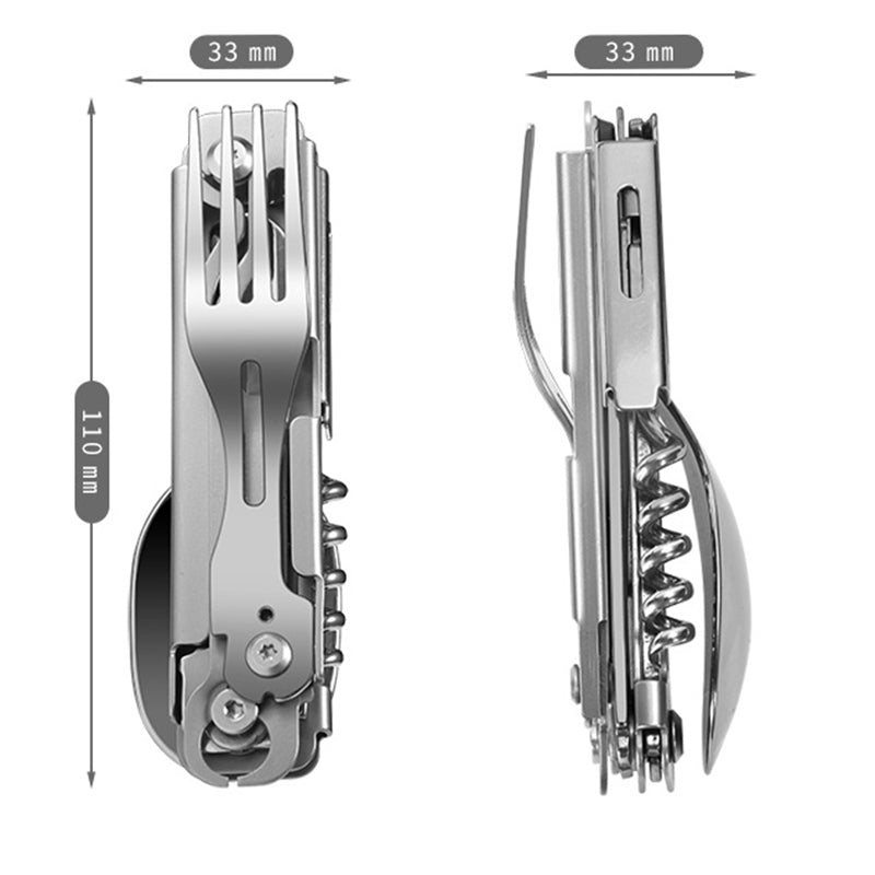 Multi-functional foldable camping picnic tableware & tools