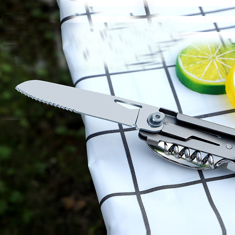 Multi-functional foldable camping picnic tableware & tools