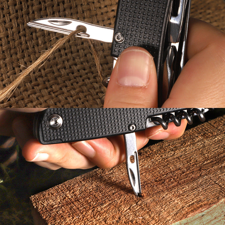 Multi-tool folding pocket knife wtih bottle opener, saw knife, screwdriver