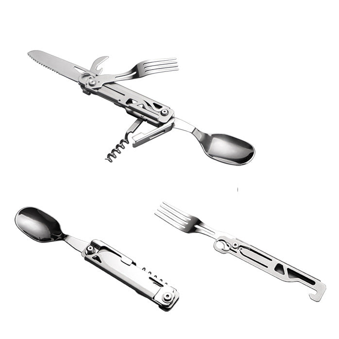 Multi-functional foldable camping picnic tableware & tools
