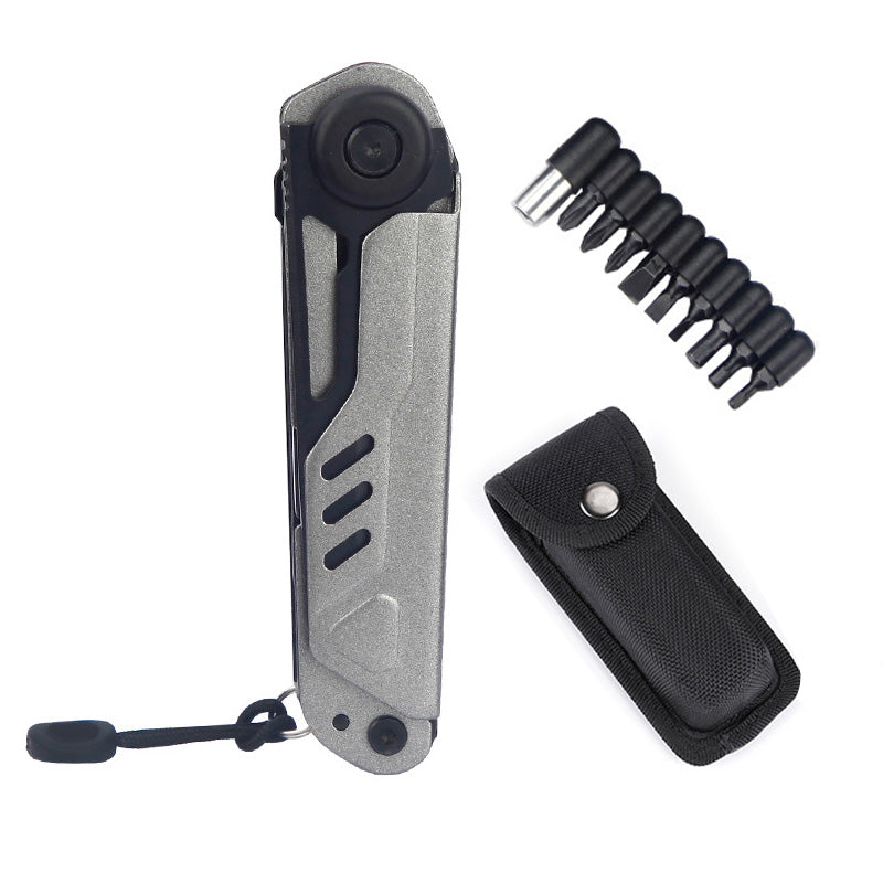 Multi-tool Folding Pocket Knife with Whistle Scissors Compass Screwdriver