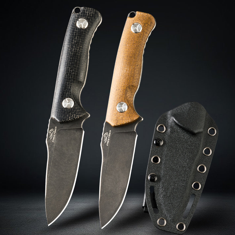 Fixed Blade Knife with Micarta Handle 8CR14MOV Blade with Kydex Sheath for Hunting Tactical