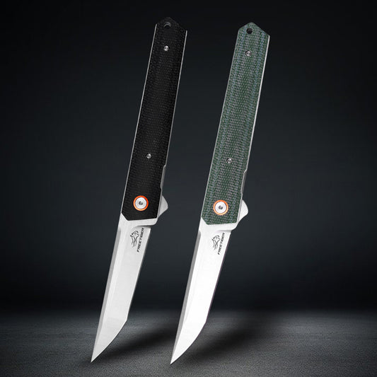 Tanto EDC Pocket Folding Knife - D2 Steel Blade & Micarta Handle FT940