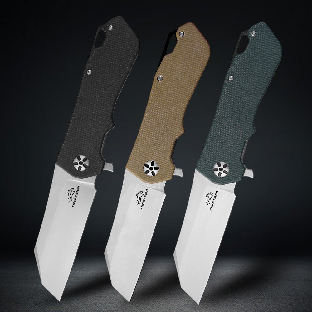 Tanto D2 Blade Folding Pocket Knife Micarta Handle Survival EDC Tool FT943